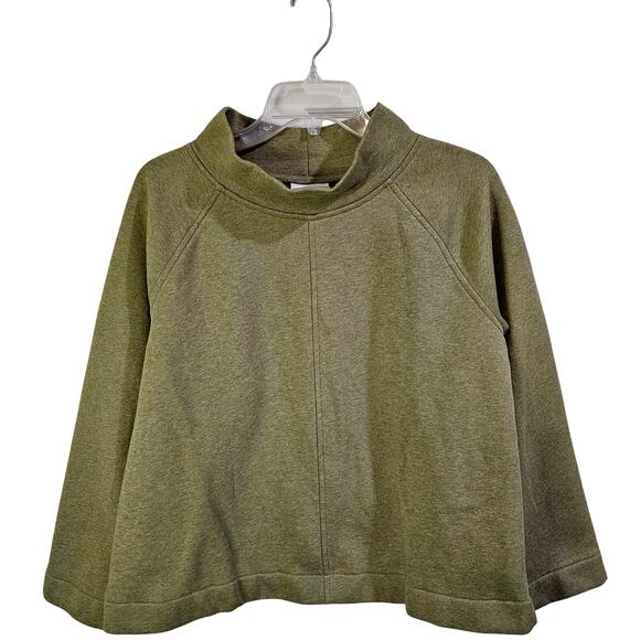 J Jill Womens Pullover Sz S Coastal Grandmother Minimalist Green Knit Mock Neck - Picture 1 of 7